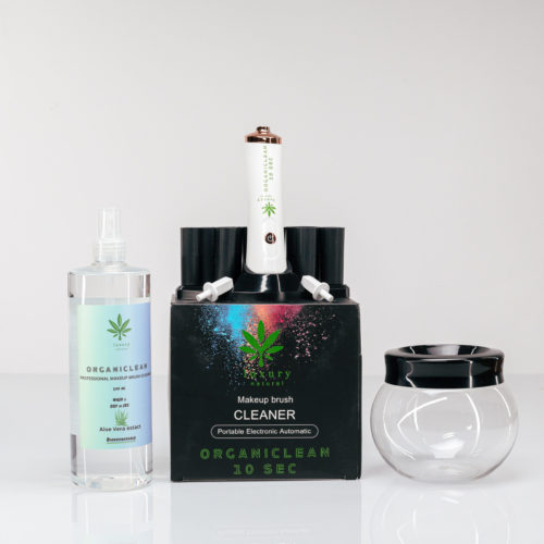 Organiclean Professional Makeup Brush cleaner (WHITE) Complete Kit, 500ml Spray bottle