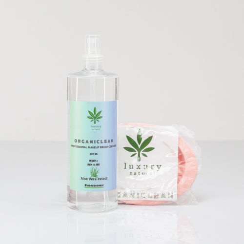 Organiclean Professional Makeup Brush Cleaner Kit, 500ml Spray bottle with silicon cup (Pink)